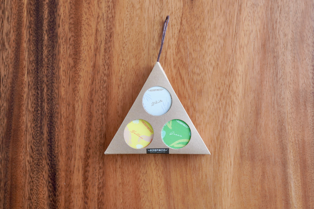 PACK SET : 3 Beeswax balms 10g. 1 WHITE + 1 GREEN + 1 YELLOW